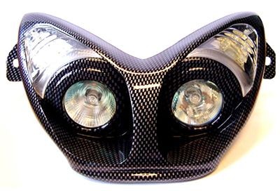 koplampunit Aerox halogeen+led carbon (geen glas)